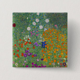 Bauerngarten, Oil Painting, Gustav Klimt 15 Cm Square Badge