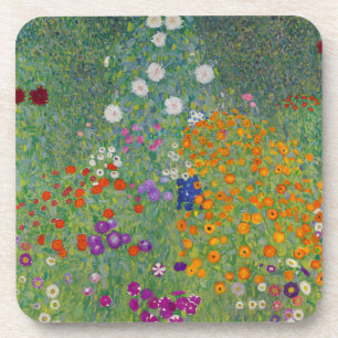 Bauerngarten, Oil Painting, Gustav Klimt Coaster
