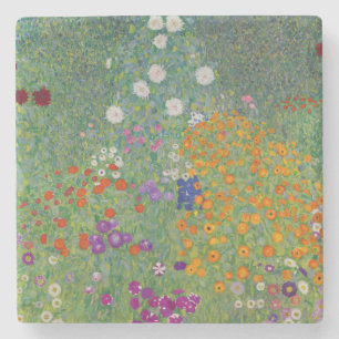 Bauerngarten, Oil Painting, Gustav Klimt Stone Coaster