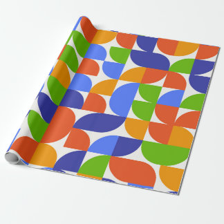 Bauhaus Abstract Geometric pattern in Blue Green  Wrapping Paper