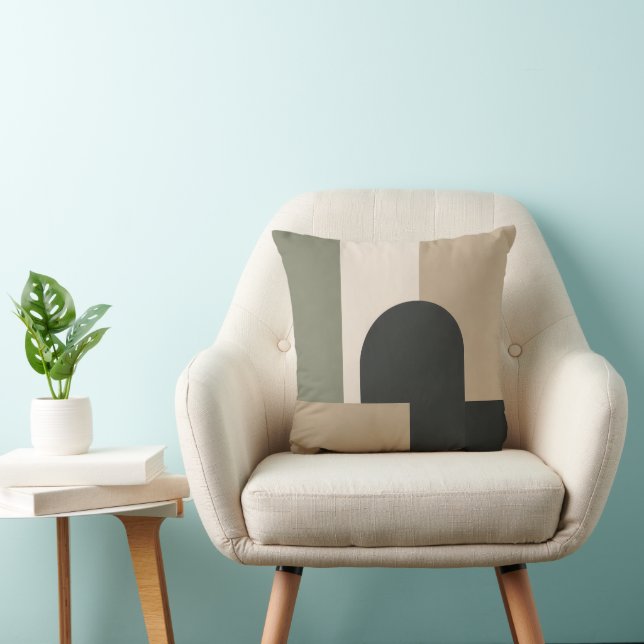 Bauhaus Arch & Rectangle Throw Pillow – Sage Green (Chair)