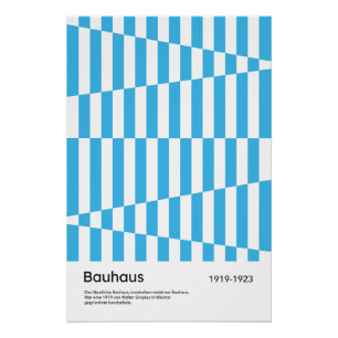 Bauhaus Blue Stripe Geometric Art Print 1923