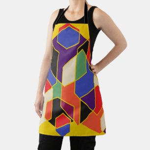Bauhaus Collage of Hexagons Apron
