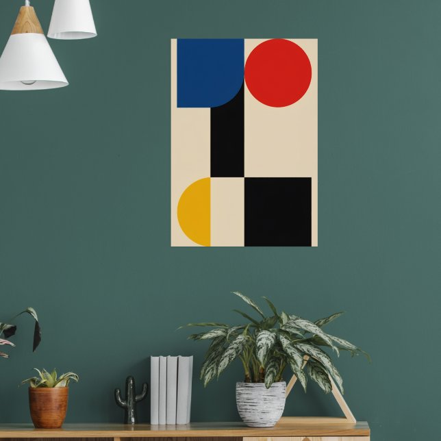 Bauhaus Color Block Poster | Blue Red Yellow Art (Living Room 1)