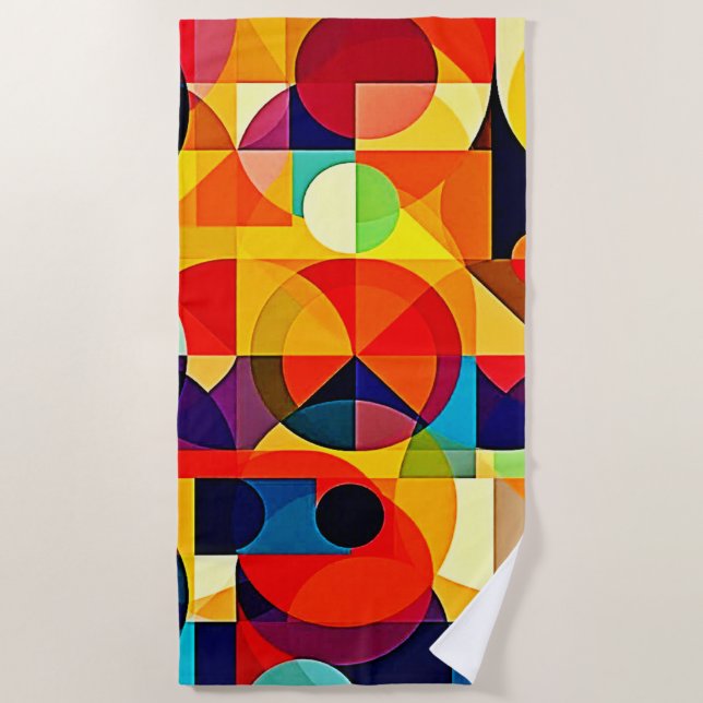 Bauhaus Colour Geometry Design Beach Towel (Front)
