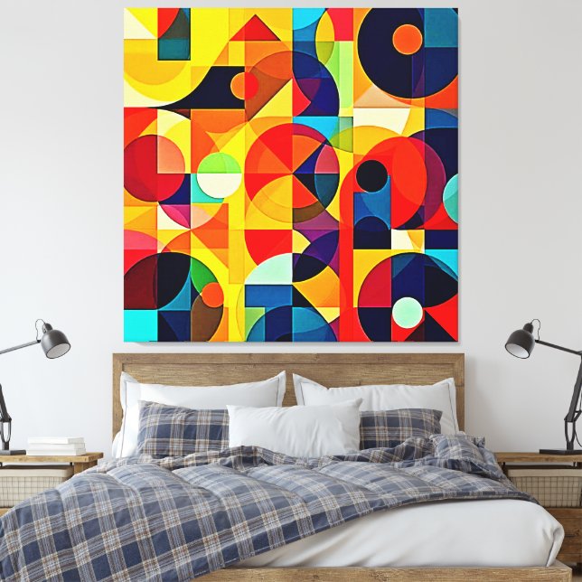 Bauhaus Colour Geometry Design Canvas Print (Insitu(Bedroom))