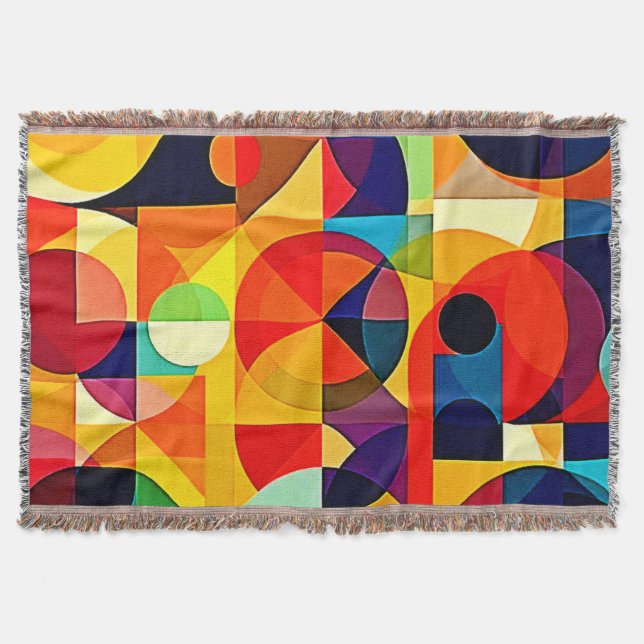 Bauhaus Colour Geometry Design Throw Blanket (Front)