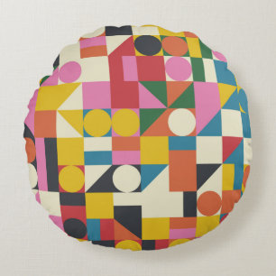 Bauhaus composition artwork made with Vintage abst Round Cushion