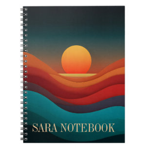 Bauhaus Earthy Sunset Personalised Name Notebook