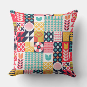 Bauhaus Floral Geometric Colourful Design  Cushion