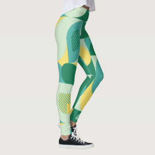 Bauhaus Geometric Abstract Color Block Design Leggings