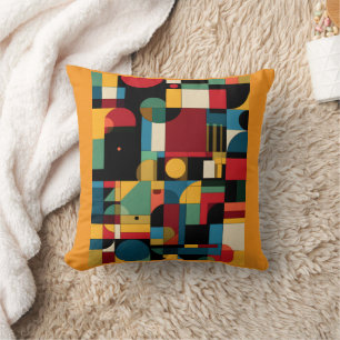 Bauhaus Geometric Abstract Colourful Mosaic Pillow