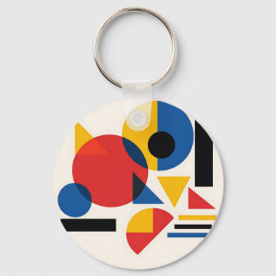 Bauhaus Geometric Abstract Composition Key Ring