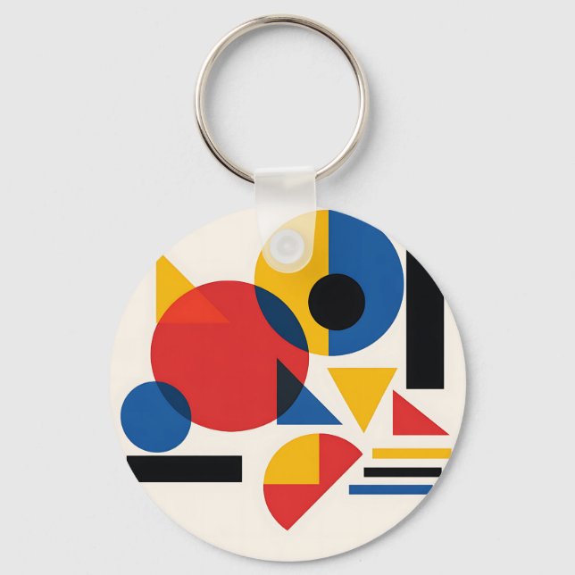 Bauhaus Geometric Abstract Composition Key Ring (Front)