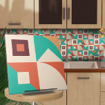 Bauhaus geometric abstract N1 Tile<br><div class="desc">Bauhaus style geometric abstract tile in turquoise,  wine and burnt sienna colour palette.</div>