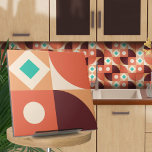 Bauhaus geometric abstract N4 Tile<br><div class="desc">Bauhaus style geometric abstract tile in turquoise,  wine and burnt sienna colour palette.</div>