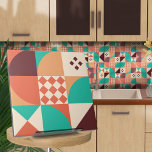 Bauhaus geometric abstract N5 Tile<br><div class="desc">Bauhaus style geometric abstract tile in turquoise,  wine and burnt sienna colour palette.</div>