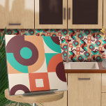Bauhaus geometric abstract N6 Tile<br><div class="desc">Bauhaus style geometric abstract tile in turquoise,  wine and burnt sienna colour palette.</div>