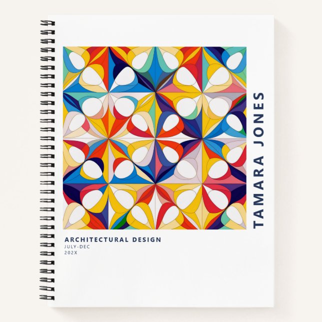 Bauhaus Geometric Abstract Pattern#3 ID1068 Notebook (Front)