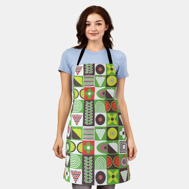 Bauhaus Geometric Fruits Apron Design (Worn)