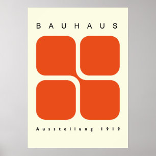 Bauhaus Geometric Poster Orange Retro Print