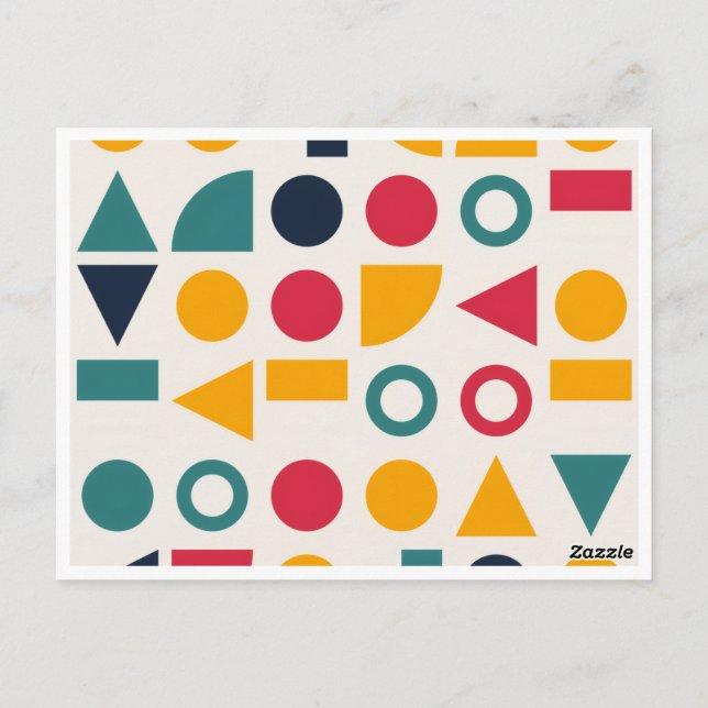 Bauhaus Geometric Shapes Pattern Stickers Postcard (Back)
