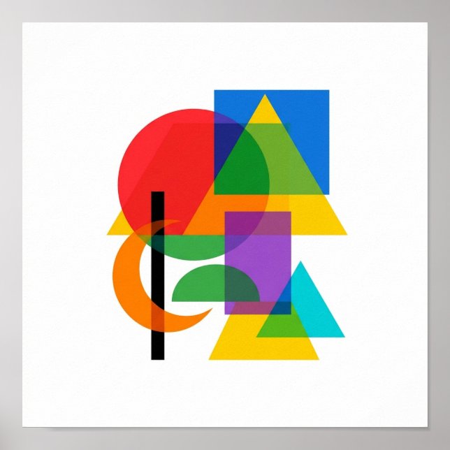 Bauhaus Geometric Shapes Square Poster (Front)