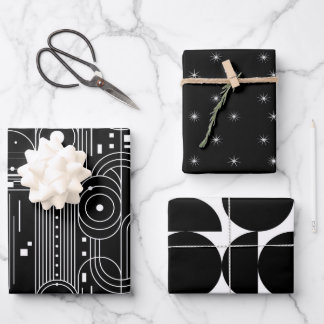 Bauhaus geometry-black and white -minimal wrapping paper sheet