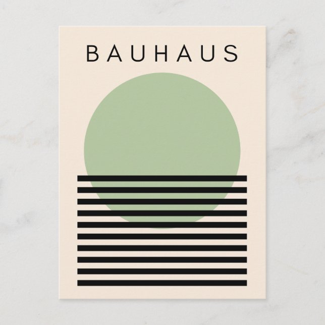 Bauhaus Green Sun Holiday Postcard (Front)