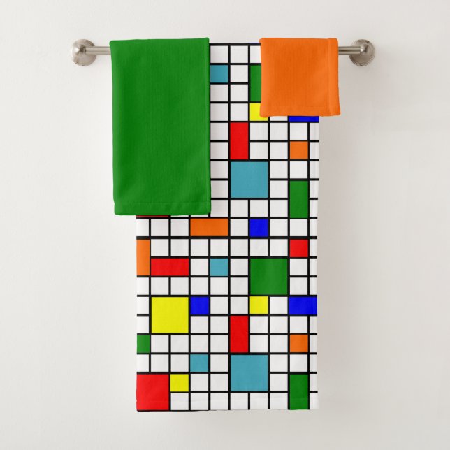 Bauhaus Grid  Bath Towel Set (Insitu)