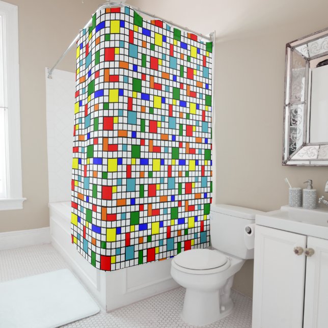 Bauhaus Grid  Shower Curtain (In Situ)