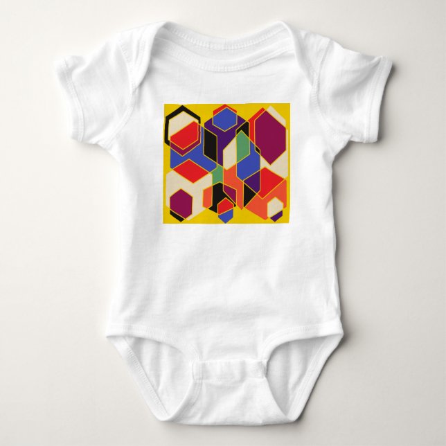 Bauhaus Hexagons Baby Bodysuit (Front)