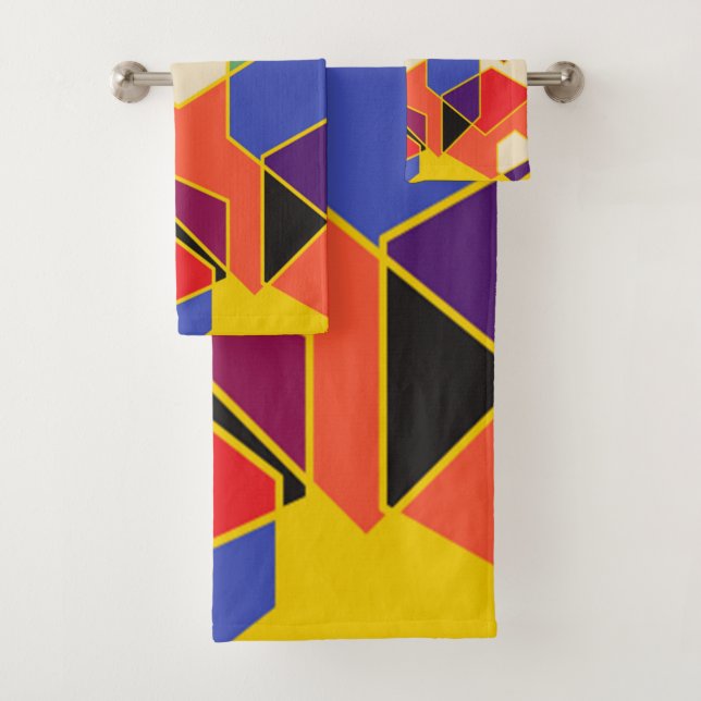 Bauhaus Hexagons Bath Towel Set (Insitu)