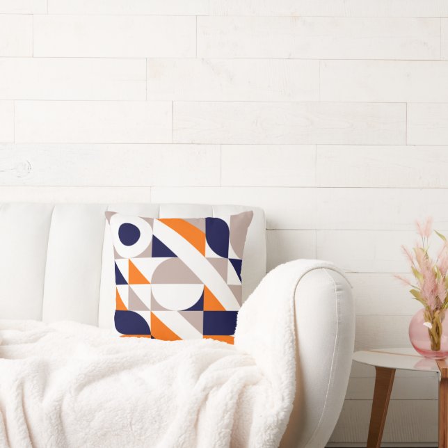 Bauhaus Inspired Geometric Pattern Throw Pillow (Couch)