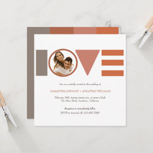 Bauhaus Love Striped Square Wedding  Invitation