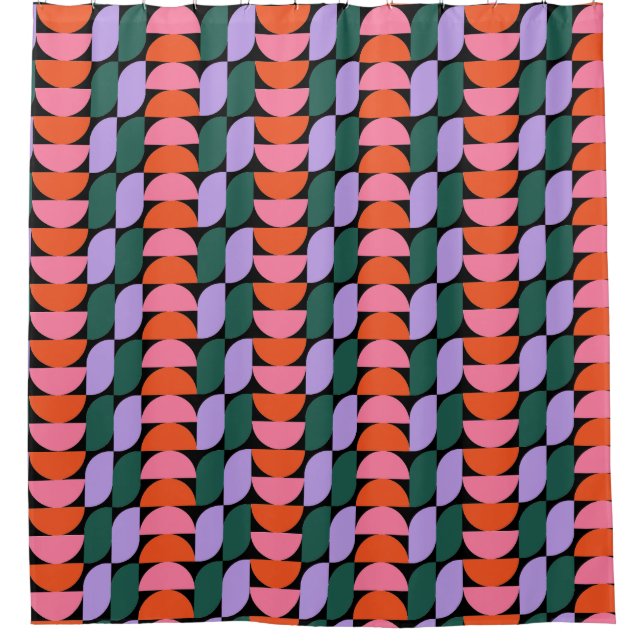 Bauhaus Mid Century Modern Geometric MCM Retro Shower Curtain (Front)