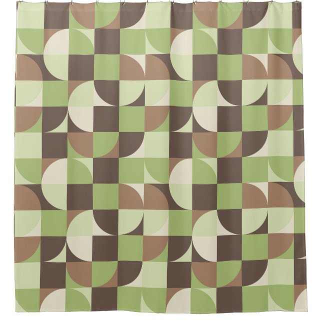 Bauhaus Mid Century Modern Leaf and Tree MCM Shower Curtain (Front)