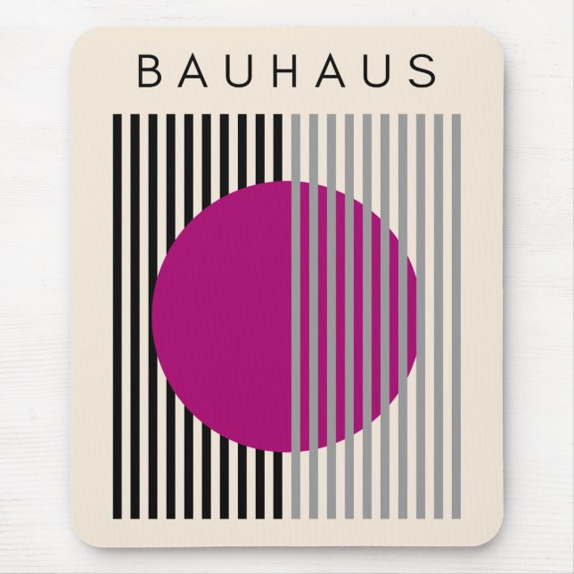 Bauhaus Modern Art Purple Circle Stripes Mouse Pad (Front)