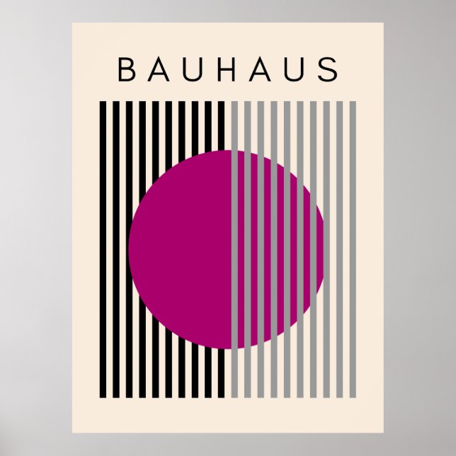 Bauhaus Modern Art Purple Circle Stripes Poster (Front)