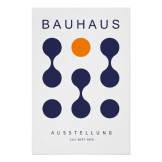 Bauhaus Navy Orange Circle Grid Art Print 1923
