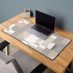 Bauhaus Neutral Geometric Circle Abstract Art Desk Mat