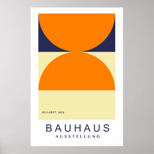 Bauhaus Orange Navy Half Circle Bold Art Print