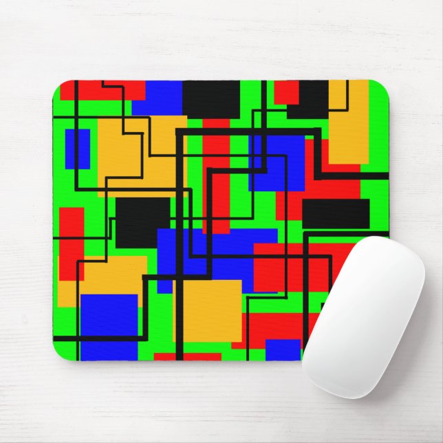 Bauhaus Rectangles and Lines  Mouse Pad (With Mouse)