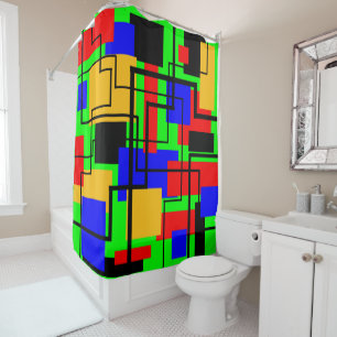 Bauhaus Rectangles and Lines Shower Curtain