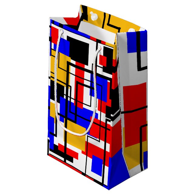 Bauhaus Rectangles and Lines - White Small Gift Bag (Front Angled)