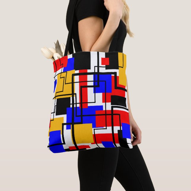 Bauhaus Rectangles and Lines - White Tote Bag (Close Up)