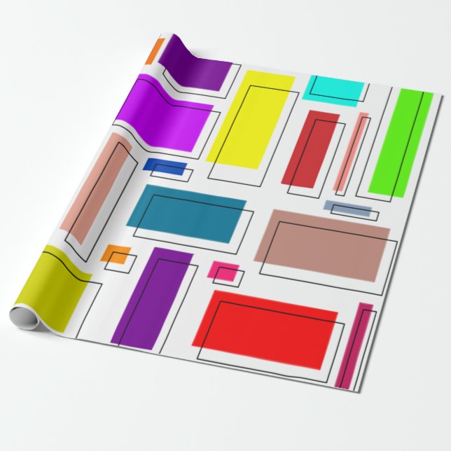Bauhaus Rectangles Wrapping Paper (Unrolled)