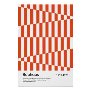 Bauhaus Red Orange Stripe Geometric Art Print