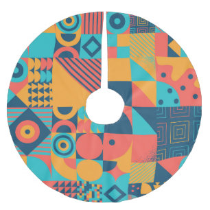 Bauhaus Retro: 70s Geometric Musical Brushed Polyester Tree Skirt