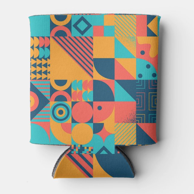 Bauhaus Retro: 70s Geometric Musical Can Cooler (Front)